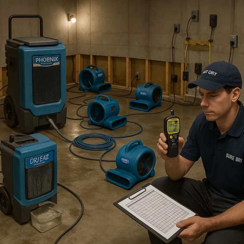 Structural Drying and Dehumidification process in Tyndall Air Force Base, FL